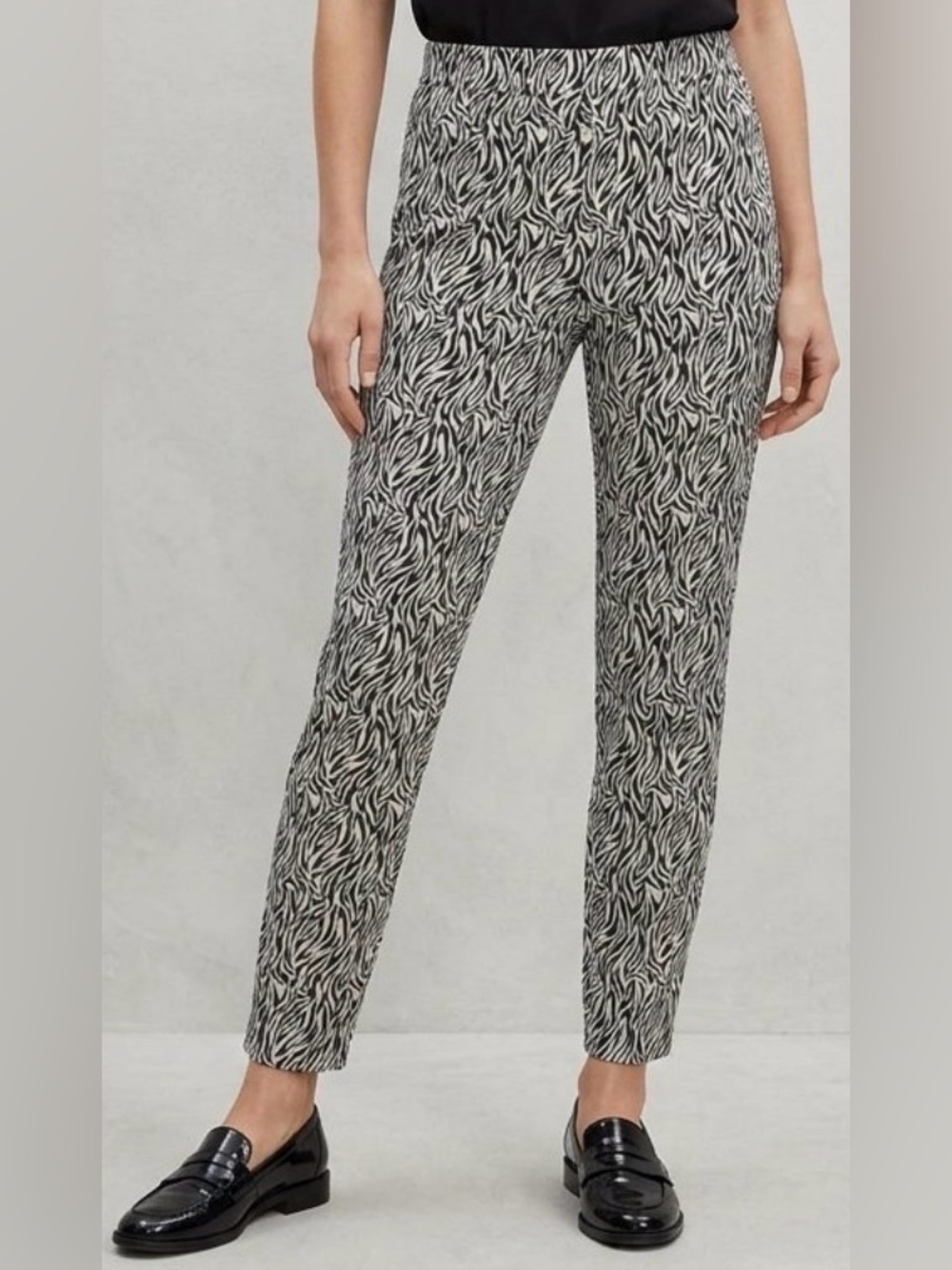 Maison Jules Black & White Printed Skinny Ankle Pants